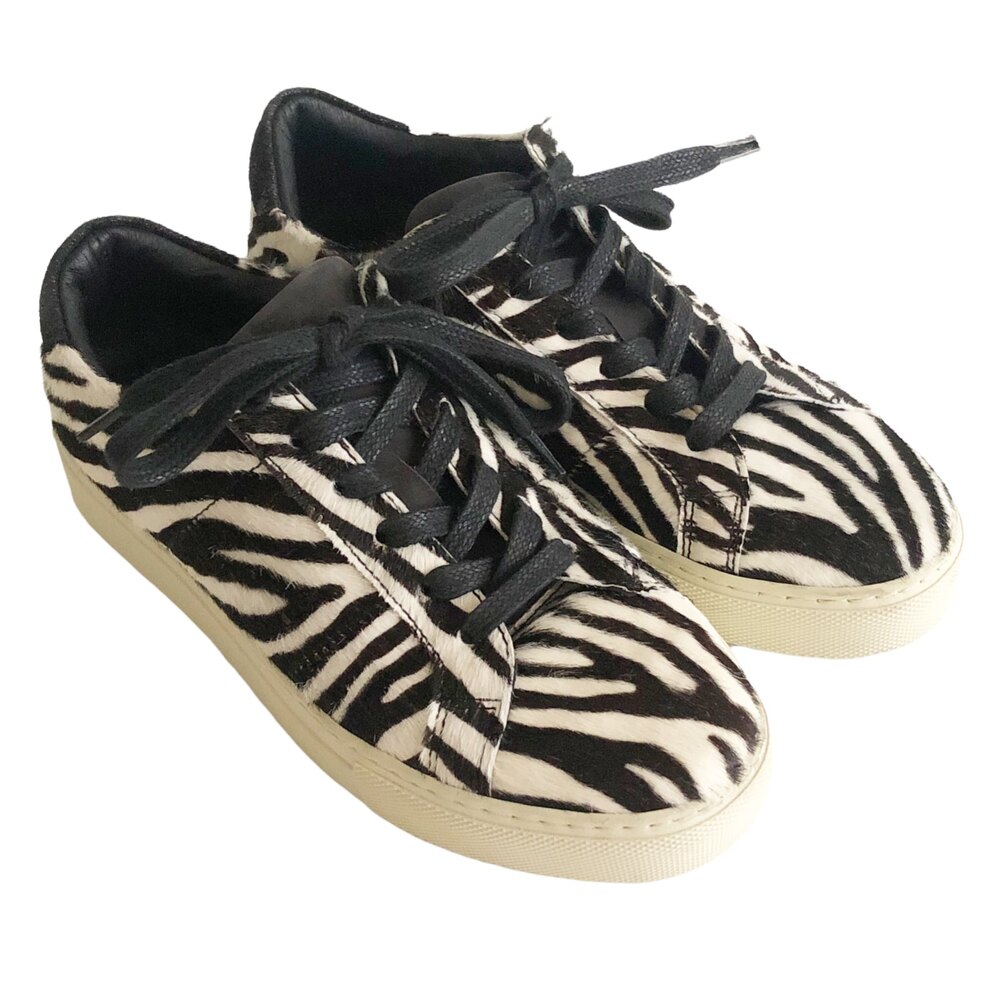 Greats Brooklyn The Royale Pony Hair Zebra Lace Up Sneaker  EU36 US6 Made Italy